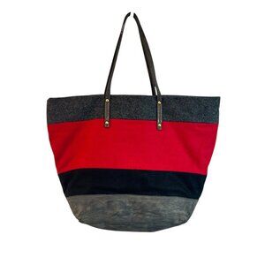 Tommy Hilfiger Wool Color Block Satchel Tote Structured Handbag Rare Preppy